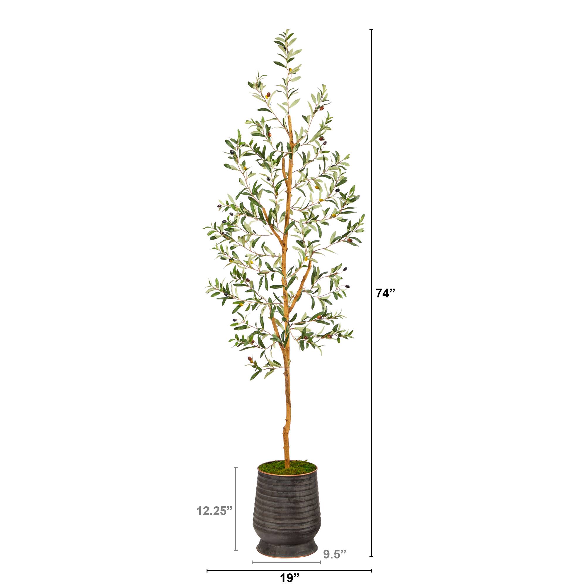 6ft. Olive Artificial Tree in Ribbed Metal Planter